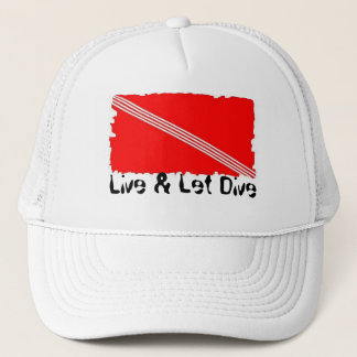 Breezy Beach Wear Live & Let Dive White Trucker Ha Hat