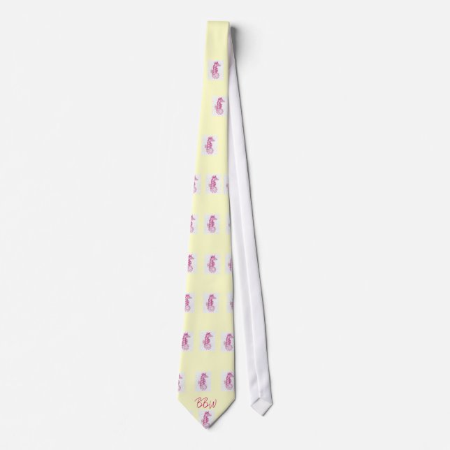 Breezy Beach Wear Nantucket Pink Sea Horse Neck Ti Neck Tie (Front)