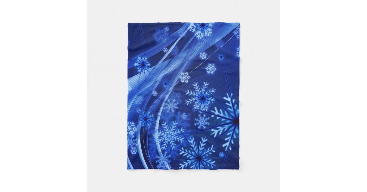 Breezy Blue Snowflakes Fleece Blanket Zazzle