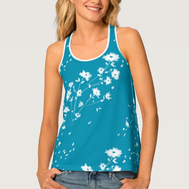 Breezy Daisies | Blue Tank Top (Front)