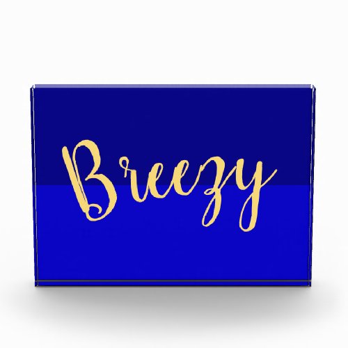 BREEZY Fancy Text Vibrant Royal Blue Color Block