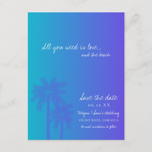 Breezy Love and the Beach Wedding Save the Date Announcement Postcard