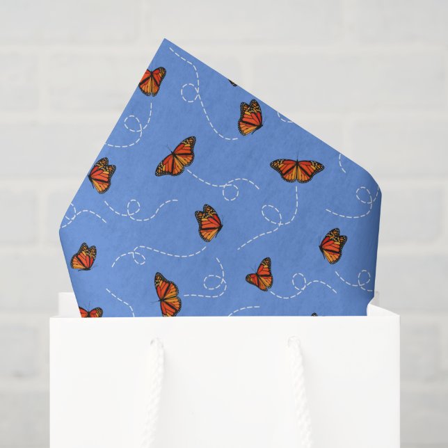 breezy Monarch butterflies pattern blue  Tissue Paper (Gift Bag)