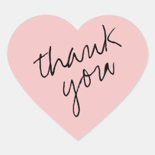 Breezy Pink Heart Thank You Sticker