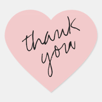 Breezy Pink Heart Thank You Sticker