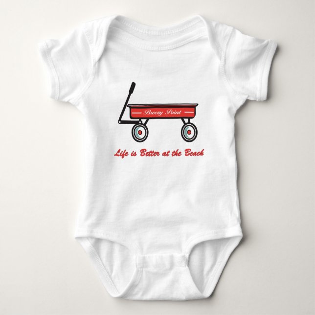 Breezy Point Little Red Wagon Baby Bodysuit (Front)