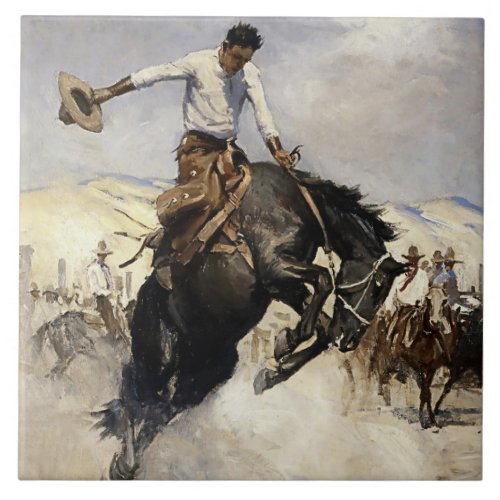 Breezy Riding Western Art by WHD Koerner Ceramic Tile