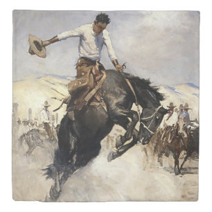 “Breezy Riding” Western Art by WHD Koerner Duvet Cover