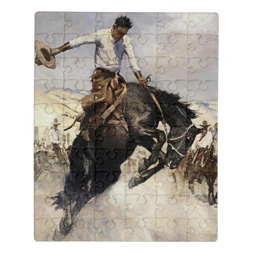 Breezy Riding Western Art by WHD Koerner Jigsaw Puzzle