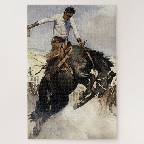 Breezy Riding Western Art by WHD Koerner Jigsaw Puzzle