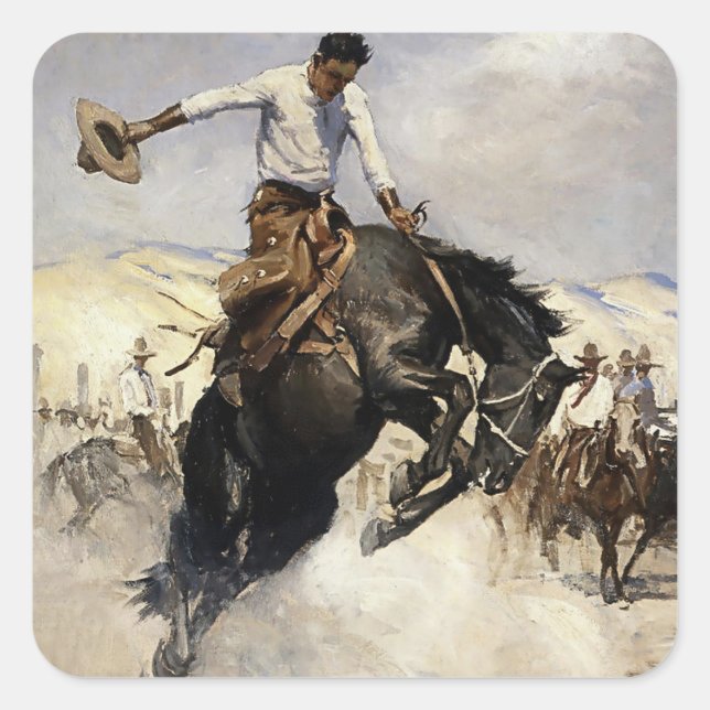 “Breezy Riding” Western Art by WHD Koerner Square Sticker (Front)