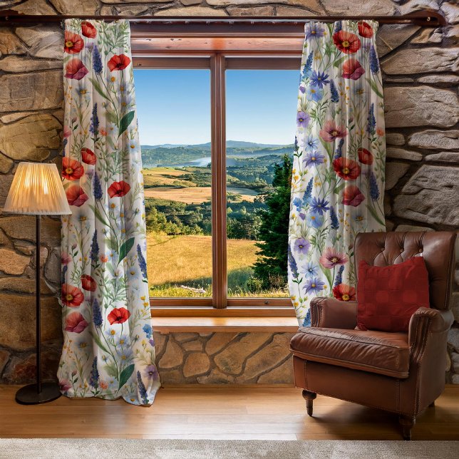 Breezy Spring | Summer Wildflowers Pattern Sheer Curtains (Breezy Spring Summer Wildflowers Pattern Sheer Curtains)