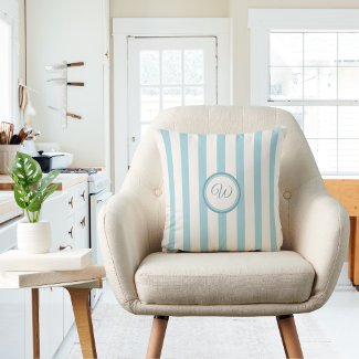 Breezy Stripes in Vintage Pale Blue with Initial