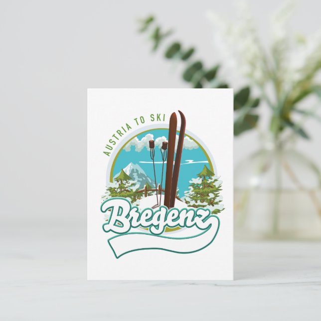 Bregenz austria to ski logo postcard (Standing Front)