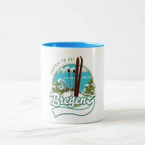 Bregenz austria to ski logo Two_Tone coffee mug