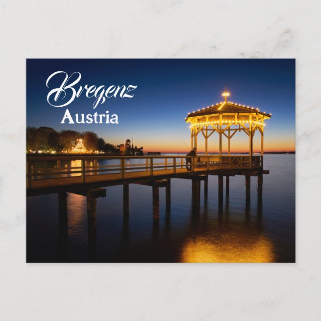 Bregenz Pier at Sunset in Austria Postcard (Front)