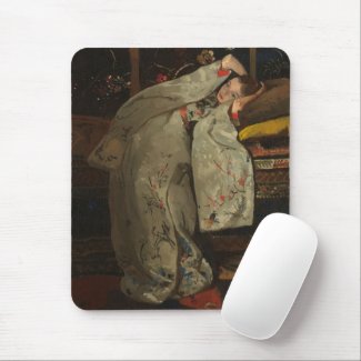 Breitner, Girl in a White Kimono - 19th C.Fine Art Mouse Pad