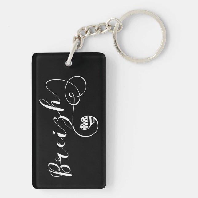 Breizh Flag in Heart, Brittany, Breton Language Keychain (Back)