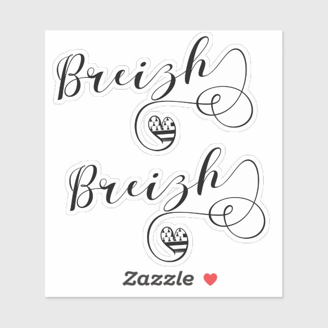 Breizh Flag in Heart, Brittany, Breton Language Sticker (Sheet)