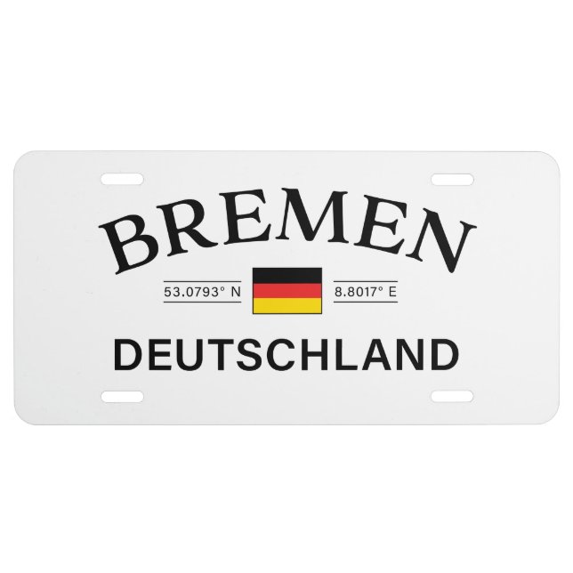 Bremen Deutschland Coordinates German License Plate (Front)