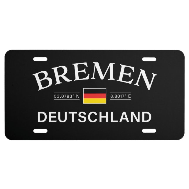 Bremen Deutschland Coordinates German License Plate (Front)