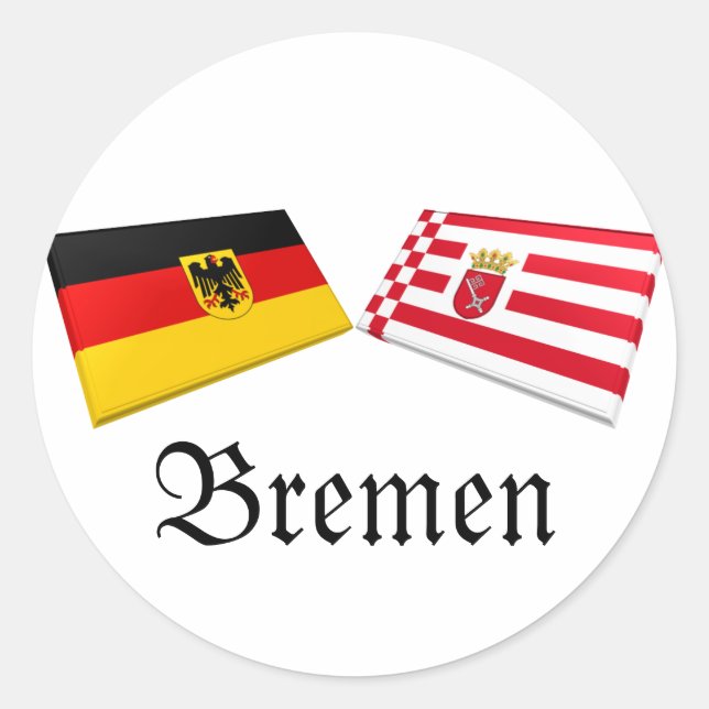 Bremen, Germany Flag Tiles Classic Round Sticker (Front)