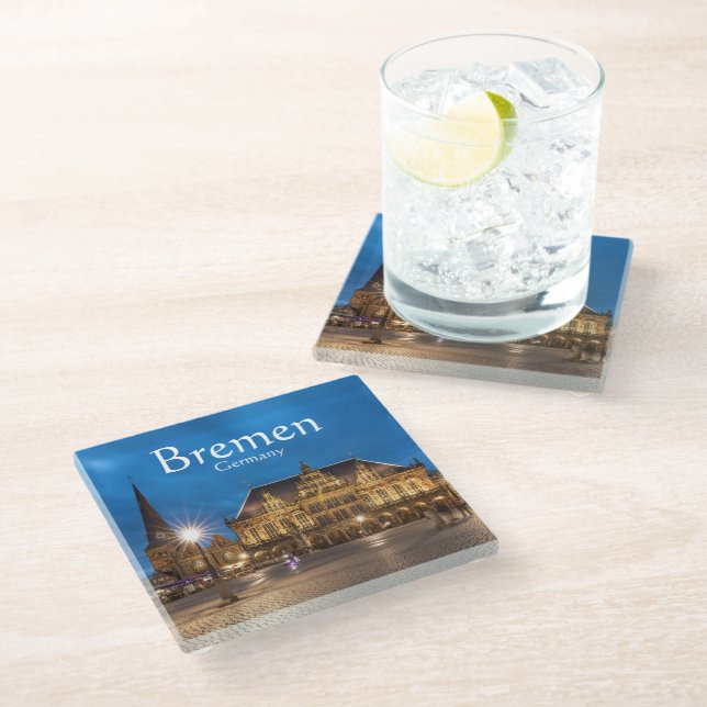 Bremen Germany Glass Coaster (Angled)