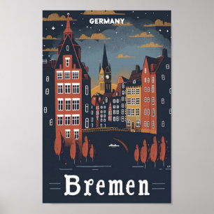 Bremen Germany Vintage Famous Travel Place Poster