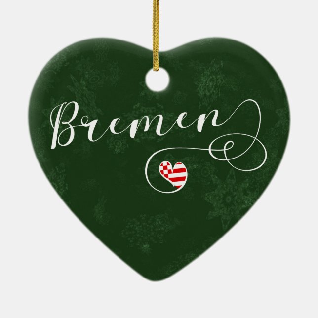 Bremen Heart, Christmas Tree Ornament, Germany Ceramic Ornament (Back)