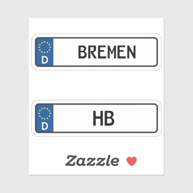 Bremen kennzeichen, German Car License Plate Sticker (Sheet)