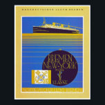 Bremen - NewYork in der 1st Classe Poster<br><div class="desc">Vintage art deco ocean liner poster for Norddeutcher Lloyd's 1st Class transatlantic passenger services.</div>