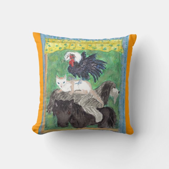 Bremen Town Musicians Throw Pillow (Front)