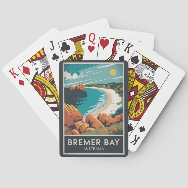 Bremer Bay Australia Illustration Travel Art Retro Poker Cards (Back)