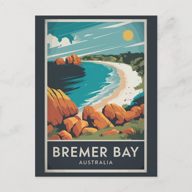 Bremer Bay Australia Illustration Travel Art Retro Postcard (Front)