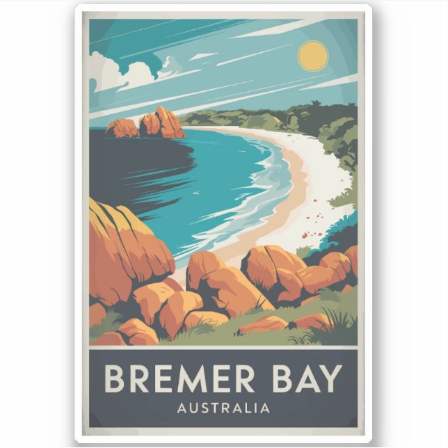 Bremer Bay Australia Illustration Travel Art Retro Sticker (Front)