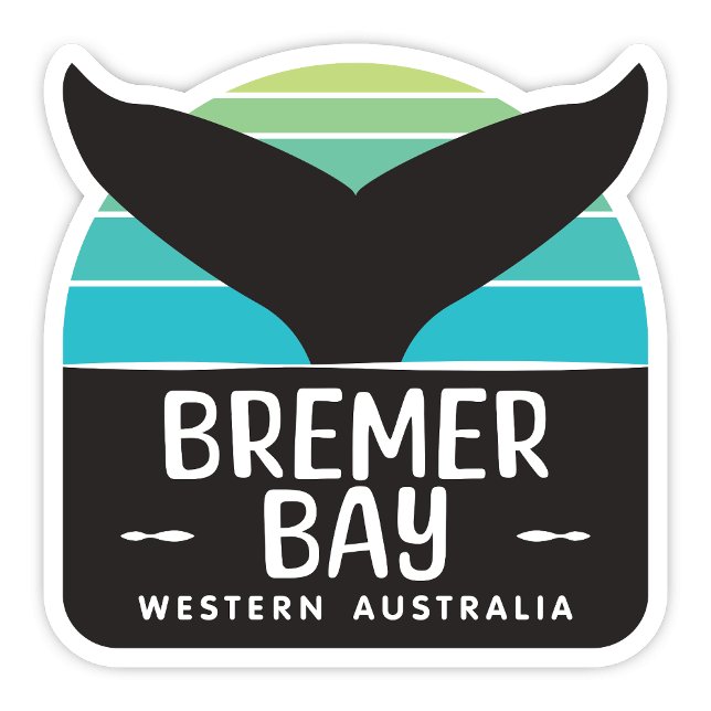 Bremer Bay, Western Australia Sticker (Bremer Bay, Western Australia retro whale tail sticker)