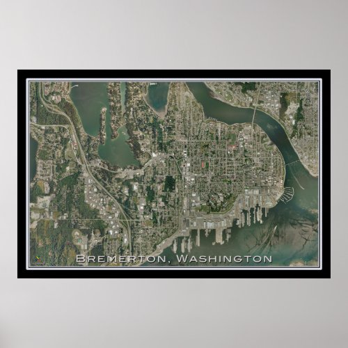 Bremerton Washington From Space Satellite Art Poster