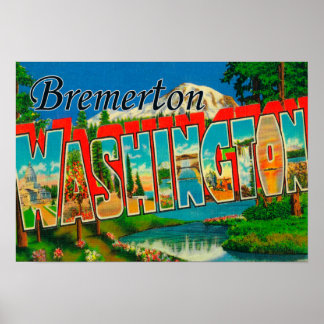 Bremerton, Washington - Large Letter Scenes Poster