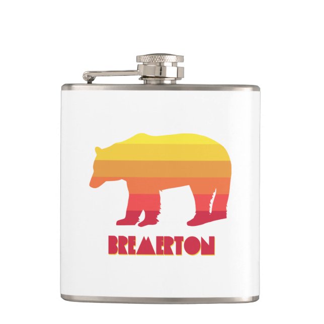 Bremerton Washington Rainbow Bear Flask (Front)