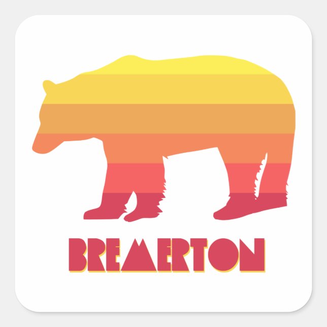 Bremerton Washington Rainbow Bear Square Sticker (Front)