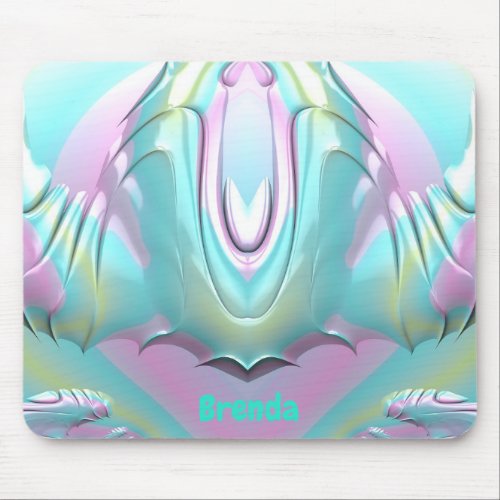 BRENDA Lilac Aqua Green Yellow  Pastel Pattern  Mouse Pad