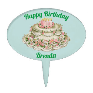 BRENDA ~ VINTAGE BIRTHDAY CAKE ~  TOPPER