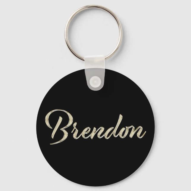 Brendon Name whitegold Button Schlüsselanhänger Keychain (Front)