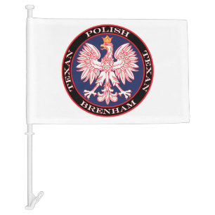 Brenham Round Polish Texan Car Flag