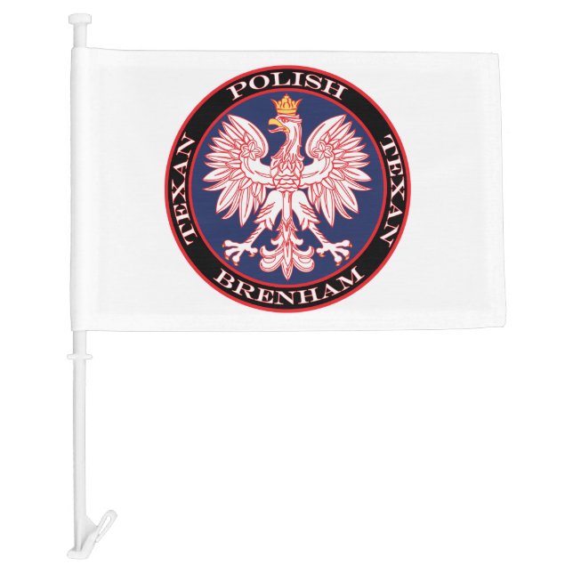 Brenham Round Polish Texan Car Flag (Front)
