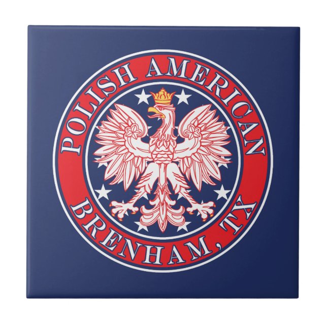 Brenham Texas Polish American Eagle Ceramic Tile (Front)