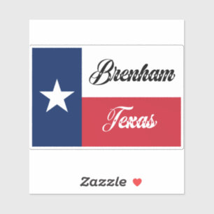 Brenham TX Flag Sticker