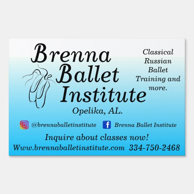 Brenna Ballet Institute Yard Sign (Back)