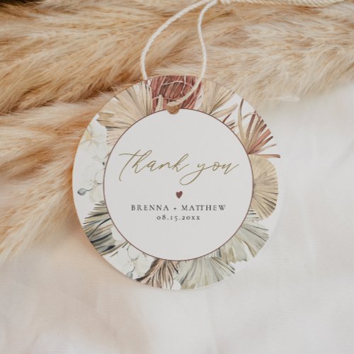 BRENNA Bohemian Terracotta Dry Palm Boho Round Favor Tags