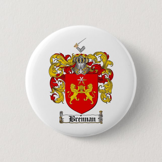 BRENNAN FAMILY CREST -  BRENNAN COAT OF ARMS BUTTON (Front)